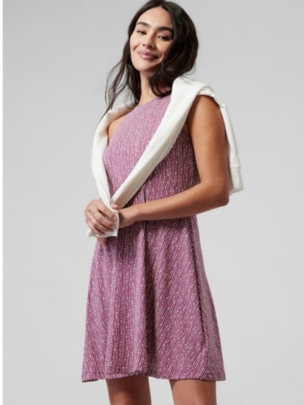 Athleta Purple Printed Sleeveless Swing Dress XS | Athletic Casual Travel Dress